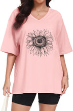 Faustine T-Shirt Femme – Haut Oversize à Col V et Manches Courtes