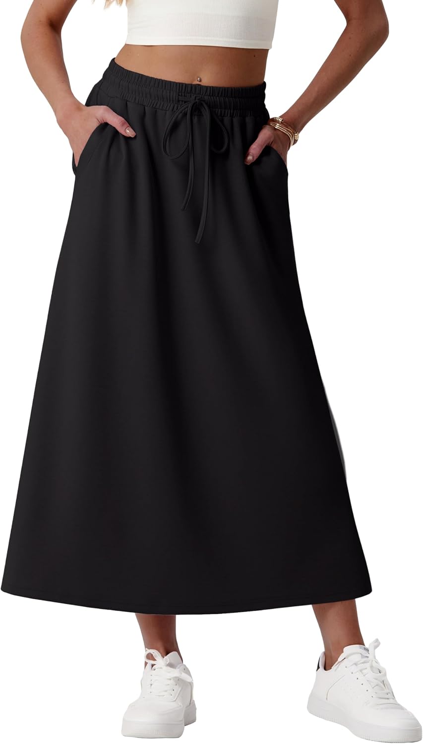 Faustine Jupe Maxi – Jupe Longue Taille Haute avec Poches en Mélange de Modal