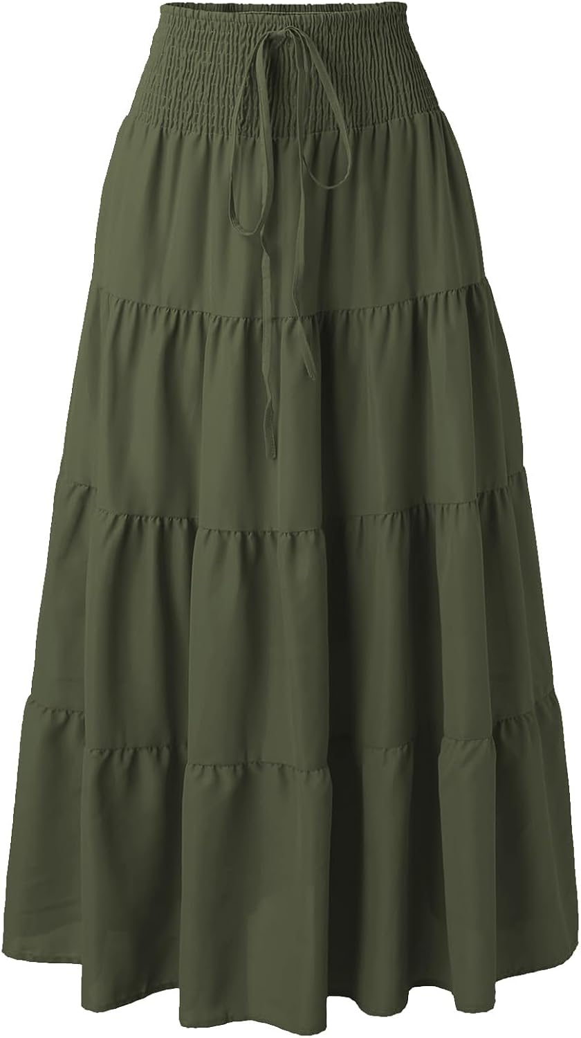 Éléna Jupe Maxi – Jupe Longue Bohème Convertible 2-en-1 Taille Smockée