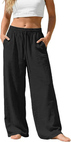 Camille Pantalon Palazzo en Lin – Pantalon Léger et Fluide avec Poches