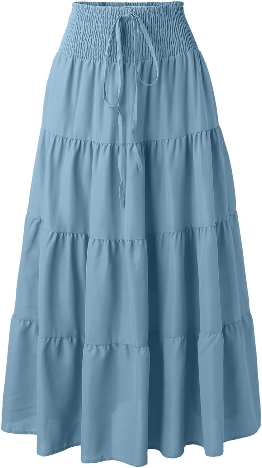 Éléna Jupe Maxi – Jupe Longue Bohème Convertible 2-en-1 Taille Smockée