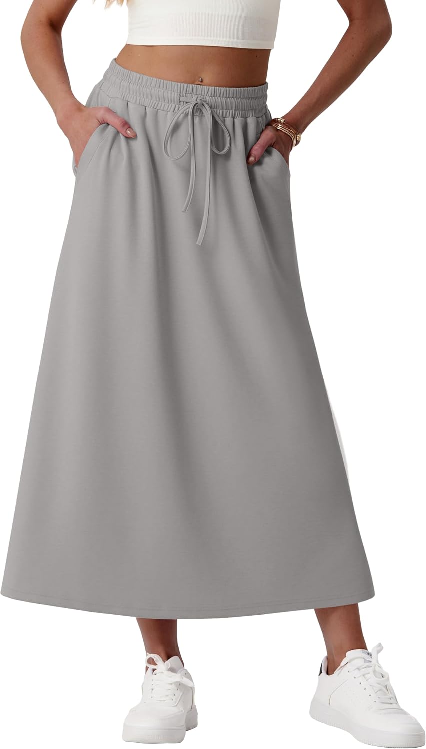Faustine Jupe Maxi – Jupe Longue Taille Haute avec Poches en Mélange de Modal