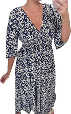 Charlotte Robe Femme Grande Taille – Robe Longue Fleurie à Col V avec Taille Élastiquée et Manches 3/4