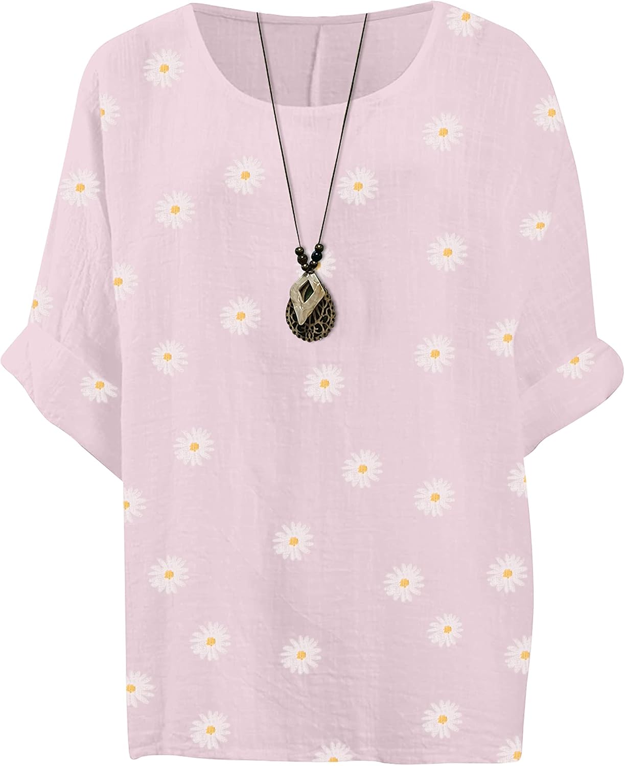 Giulia Haut Femme – Tunique Fleurie en Coton à Manches 3/4 et Coupe Ample
