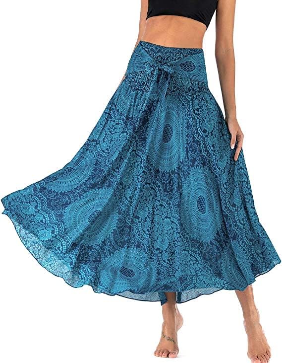 Mireille Jupe Maxi – Jupe Bohème Imprimée Convertible 2-en-1 en Viscose