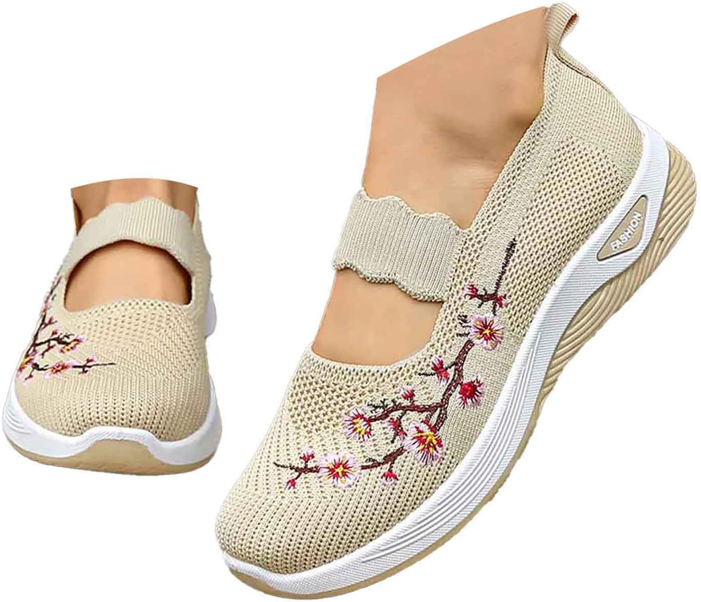 Cyrielle Chaussures Femme Respirantes – Baskets Légères à Enfiler avec Soutien de la Voûte Plantaire