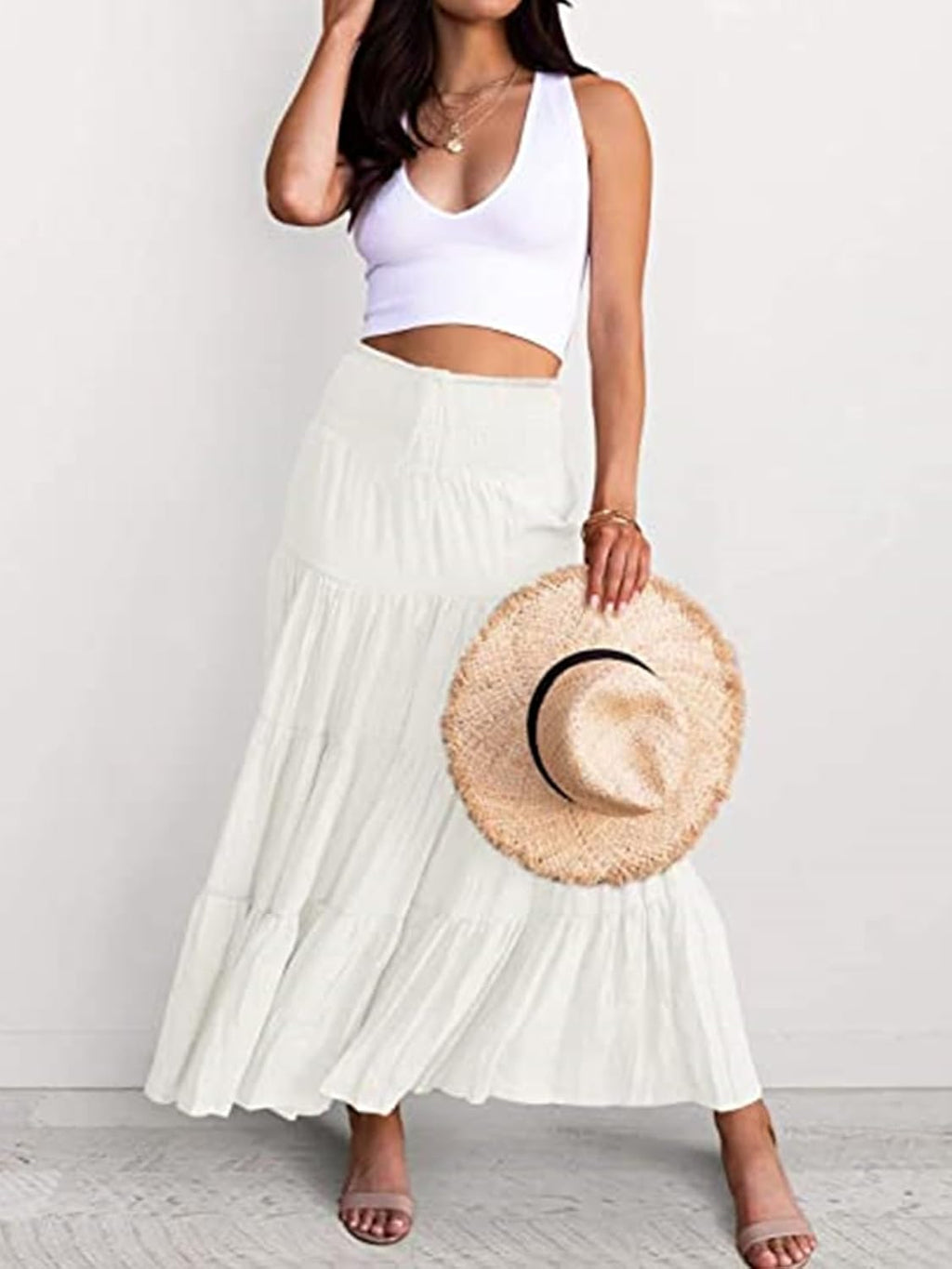 Éléna Jupe Maxi – Jupe Longue Bohème Convertible 2-en-1 Taille Smockée