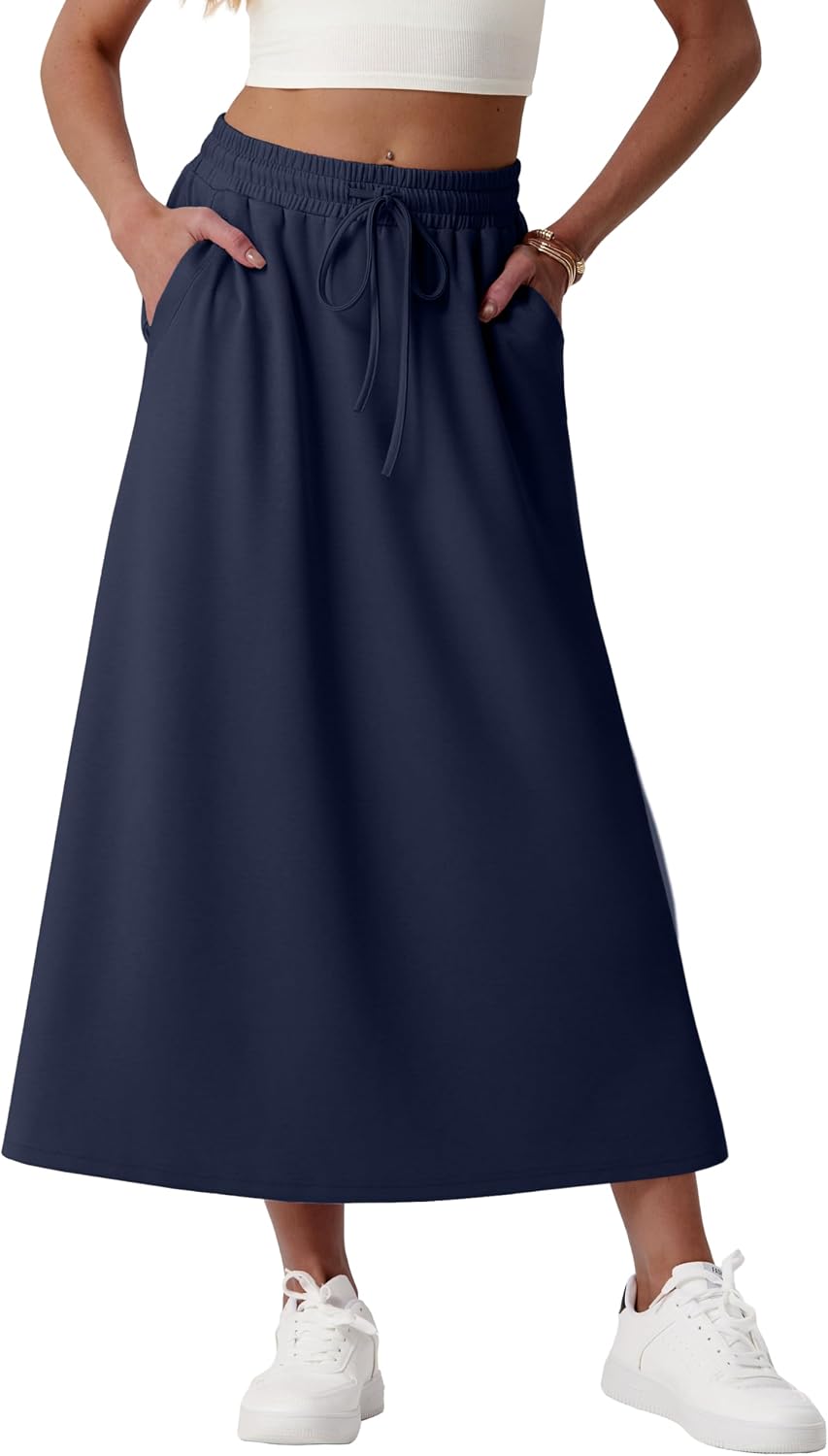 Faustine Jupe Maxi – Jupe Longue Taille Haute avec Poches en Mélange de Modal