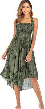 Mireille Jupe Maxi – Jupe Bohème Imprimée Convertible 2-en-1 en Viscose