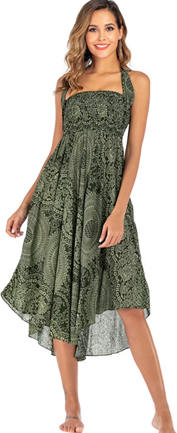 Mireille Jupe Maxi – Jupe Bohème Imprimée Convertible 2-en-1 en Viscose