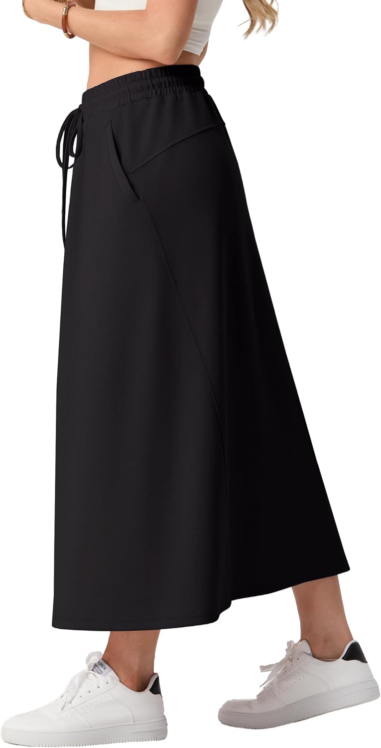 Faustine Jupe Maxi – Jupe Longue Taille Haute avec Poches en Mélange de Modal