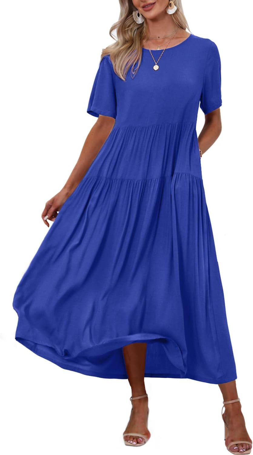Camille Robe Longue Bohème Femme – Robe Maxi Fleurie Ample avec Poches