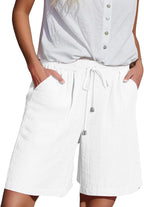 Inès Short Femme – Bermuda Taille Haute à Cordon avec Poches