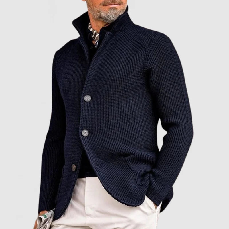 Henrik Veste Homme Élégante – Maille Texturée avec Col Montant et Coupe Moderne