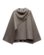 Poncho Alina Donna – Poncho Asimmetrico in Lana con Drape Elegante