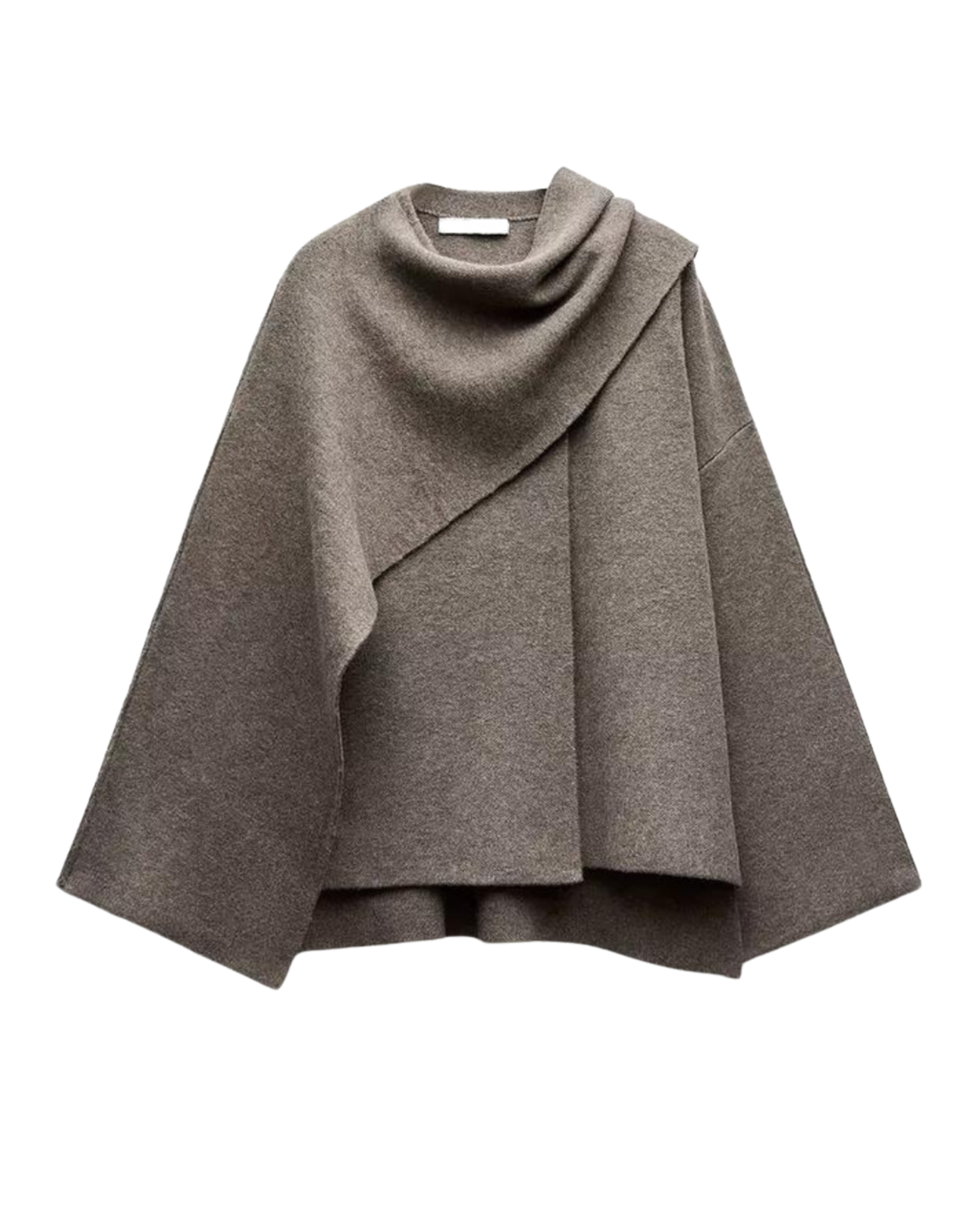 Alina Poncho Femme – Poncho Asymétrique en Laine avec Drapé Élégant