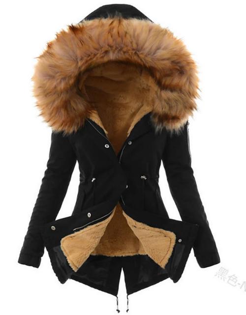 Abrigo para Mujer Abigail – Parka Larga con Capucha, Acabado de Imitación Piel y Estilo Invernal