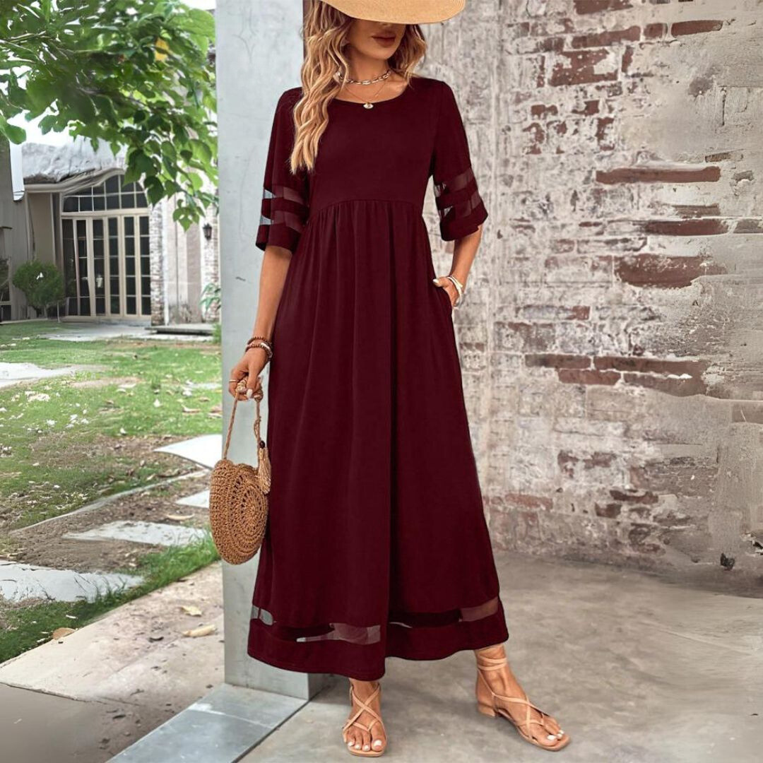 Katrina Robe Midi Empire – Robe Fluide Élégante au Confort Absolu