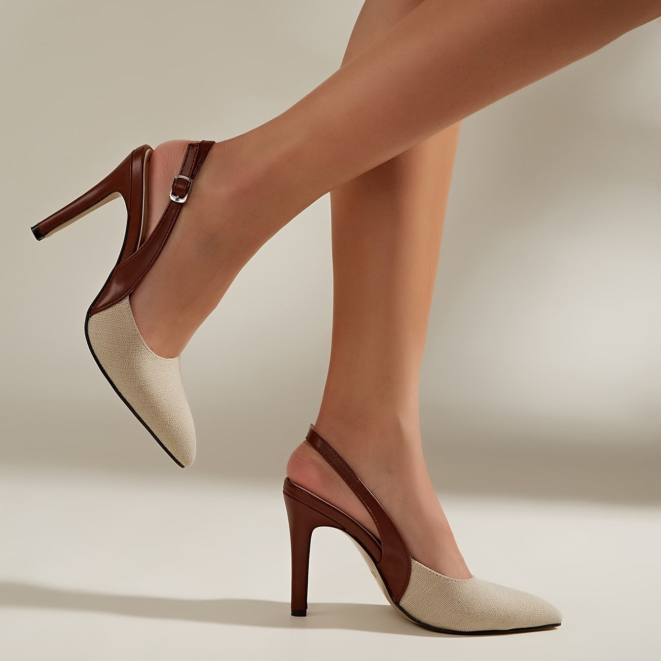 Jerlyn Escarpins Slingback à Talons – Escarpins Élégants Bicolores à Bout Pointu