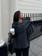 Poncho Alina Donna – Poncho Asimmetrico in Lana con Drape Elegante