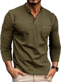 Nathan Men's Long Sleeve Henley T-Shirt – Casual Cotton Top with Buttoned Collar