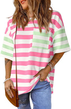 Anaïs T-Shirt Femme – Haut Oversize Rayé à Col Rond et Manches Courtes
