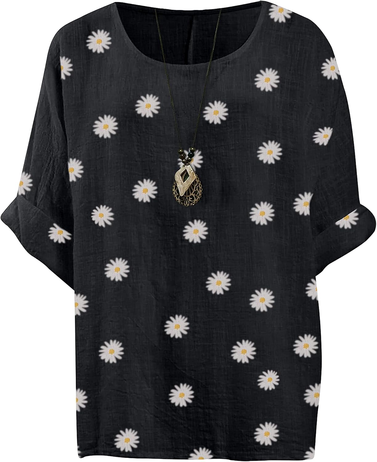 Giulia Haut Femme – Tunique Fleurie en Coton à Manches 3/4 et Coupe Ample