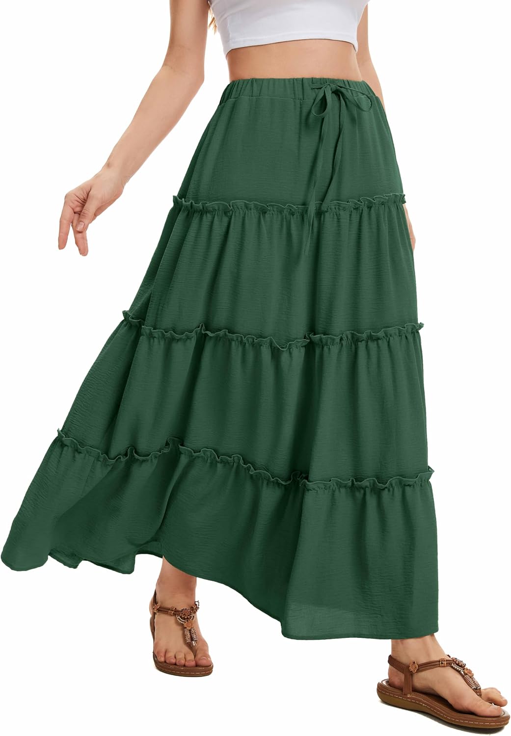 Victoire Jupe Maxi – Jupe Longue Taille Haute Fluide avec Poches