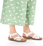 Rosalie Sandalias Mujer con Tiras – Sandalias Confort Ligeras con Detalles de Joyas