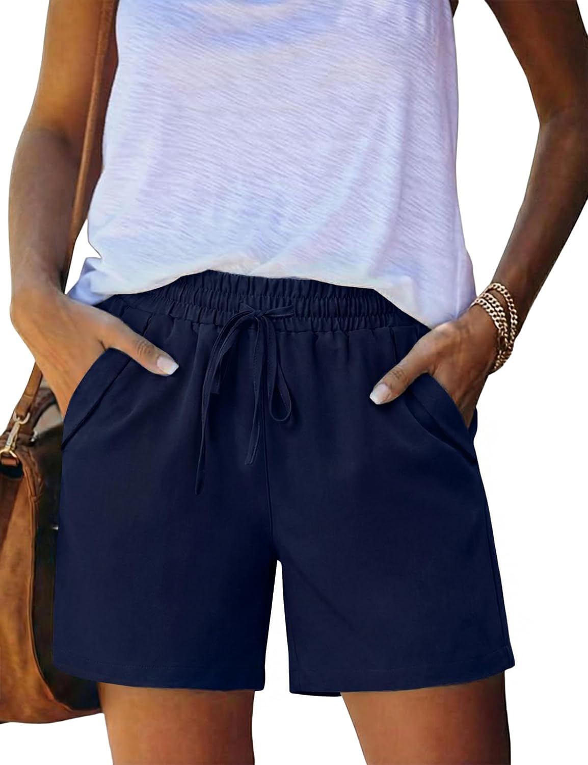 Lison Short Femme – Short Léger à Taille Élastique avec Cordon et Poches