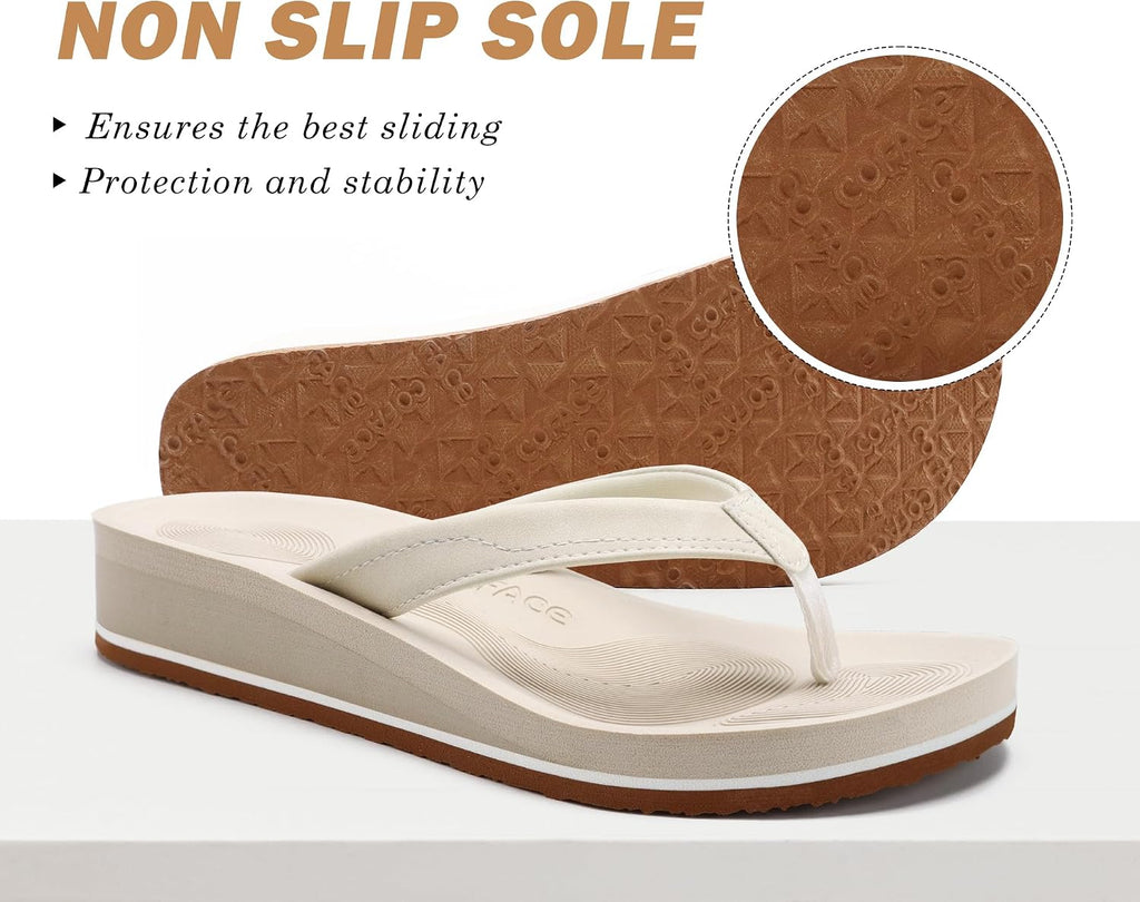 Sidonie Sandales Femme – Tongs Compensées Confort avec Semelle Effet Yoga