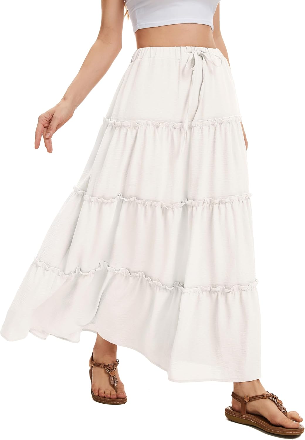 Victoire Jupe Maxi – Jupe Longue Taille Haute Fluide avec Poches
