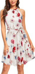 Ophélie Robe Femme – Robe Mi-Longue à Col Halter avec Volants et Poches