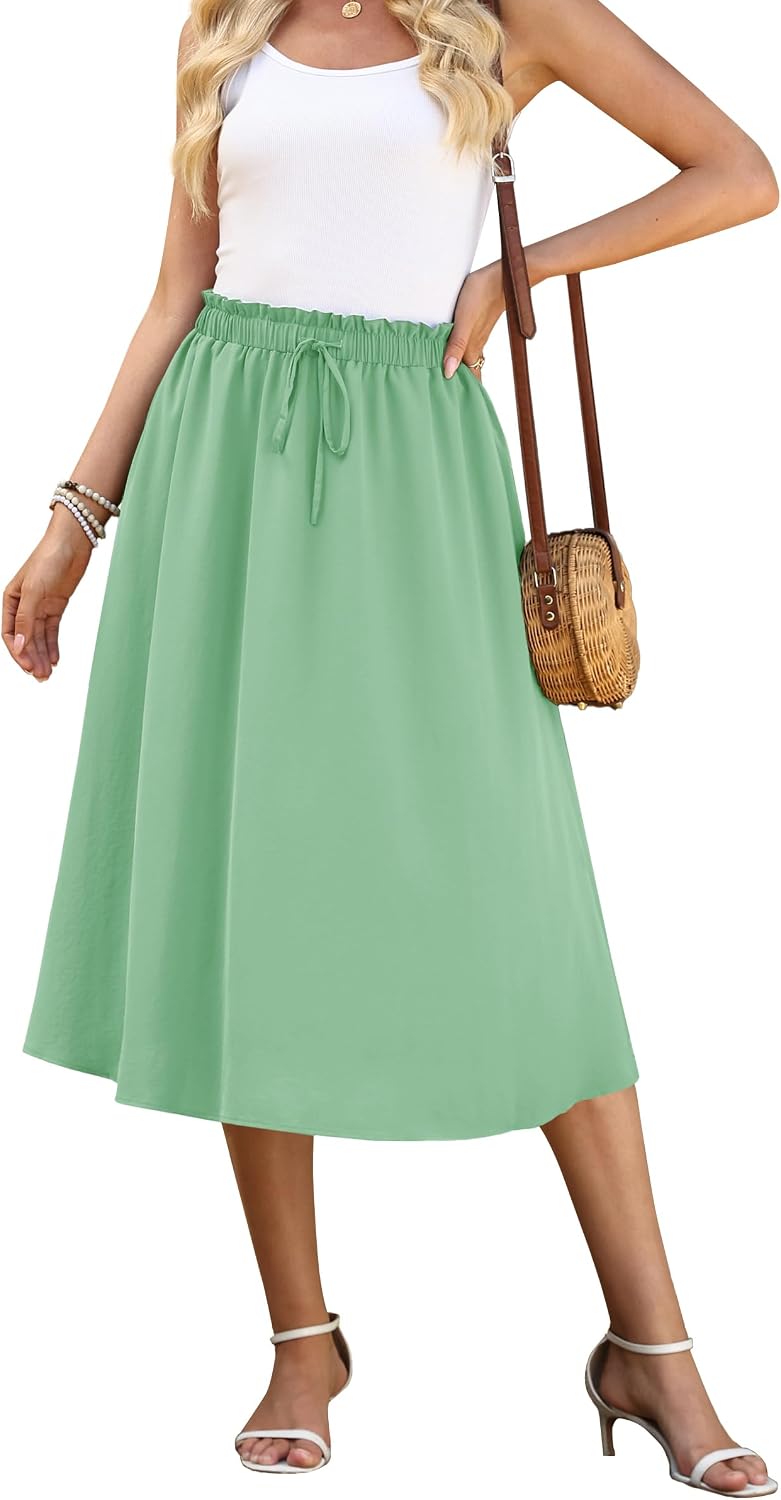 Noémie Jupe Maxi – Jupe Longue Fluide Taille Haute avec Poches et Cordon Ajustable