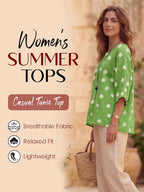Giulia Haut Femme – Tunique Fleurie en Coton à Manches 3/4 et Coupe Ample