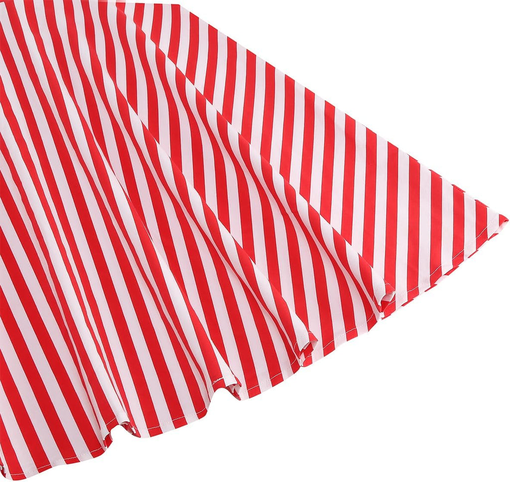 Roseline Jupe Rockabilly – Jupe Trapèze Vintage Rayée Style Années 50
