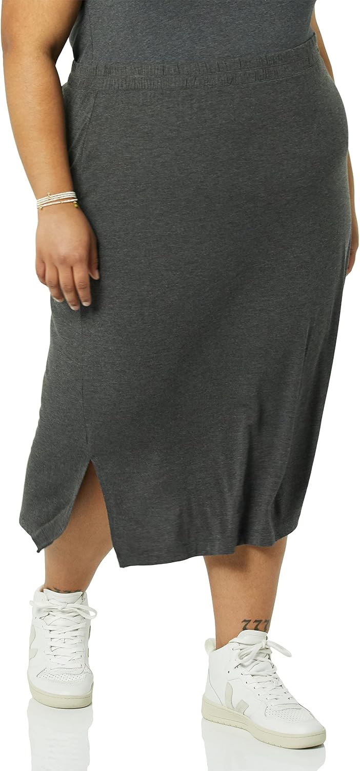 Coralie Jupe Midi – Jupe Pull-On en Jersey Extensible au Tombé Élégant