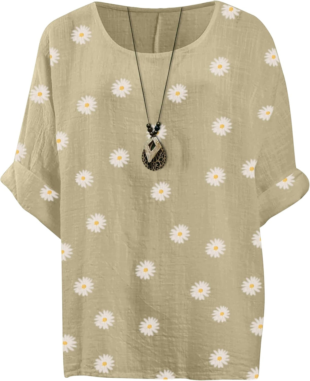 Giulia Haut Femme – Tunique Fleurie en Coton à Manches 3/4 et Coupe Ample