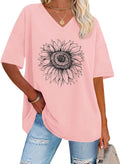 Faustine T-Shirt Femme – Haut Oversize à Col V et Manches Courtes