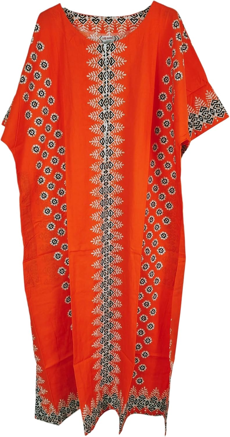 Océane Caftan Femme – Robe Longue en Coton à Imprimé Africain avec Poches