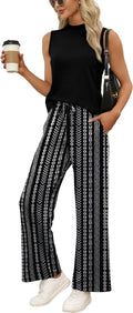 Patricia Set for Women – Two-Piece Set with Sleeveless High Neck Top and Wide Pants