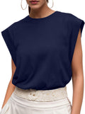 Denise T-Shirt Femme en Coton – Haut Décontracté à Manches Capes pour l'Été