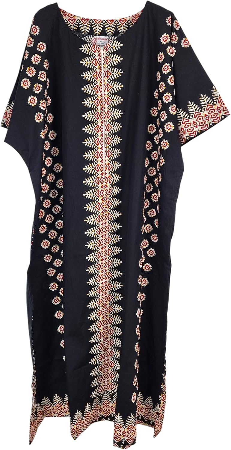 Océane Caftan Femme – Robe Longue en Coton à Imprimé Africain avec Poches