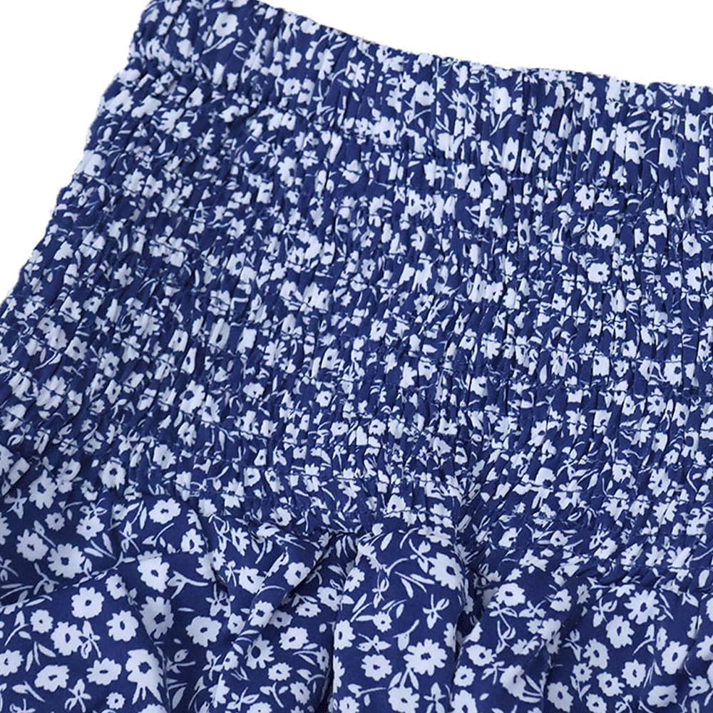 Clémence Jupe Mini – Jupe Bohème Fleurie à Volants Taille Haute avec Cordon