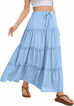 Victoire Jupe Maxi – Jupe Longue Taille Haute Fluide avec Poches