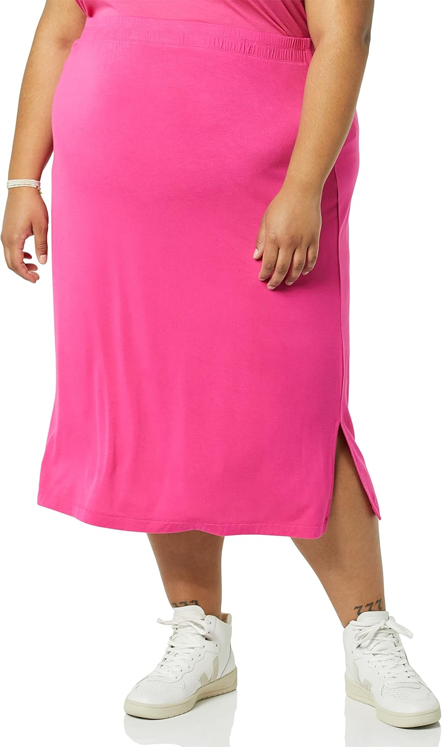 Coralie Jupe Midi – Jupe Pull-On en Jersey Extensible au Tombé Élégant
