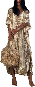 Joanna Caftan Femme – Robe Longue Ample à Col V avec Ceinture