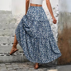 Maëlys Jupe Maxi – Jupe Longue Bohème Fleurie Taille Haute Fluide et Élégante
