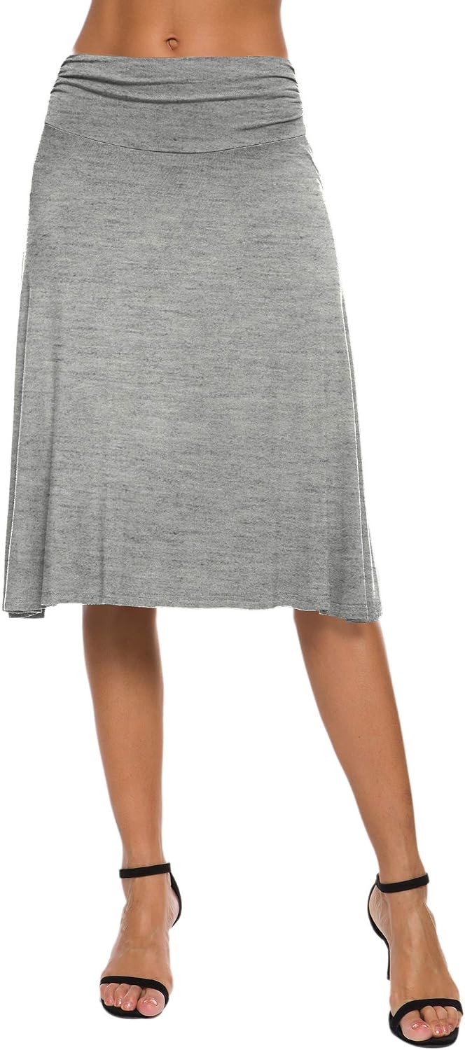 Isaline Jupe Trapèze – Jupe Midi Taille Élastique Élégante et Confortable