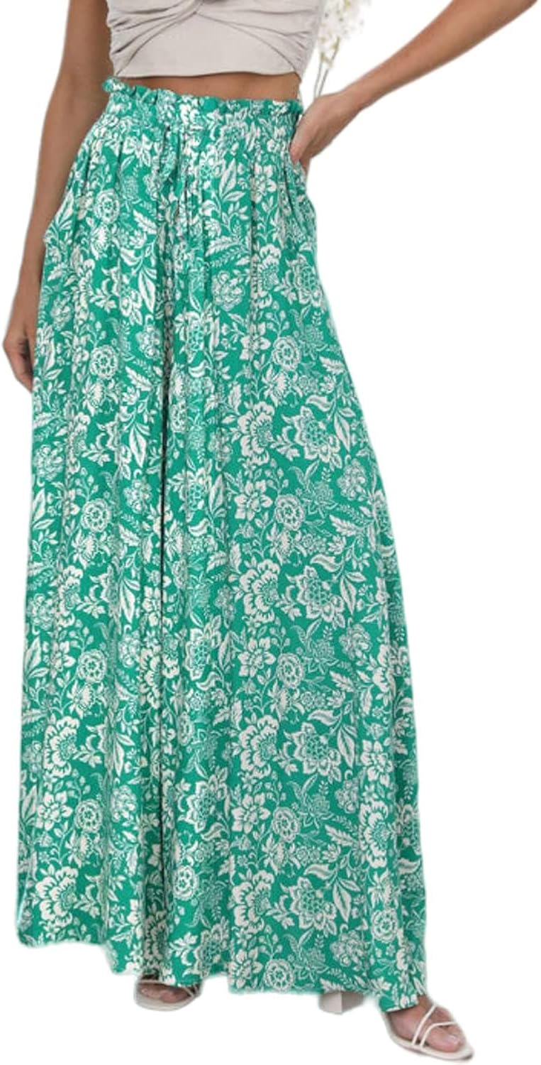 Samantha Pantalon Palazzo Fluide – Pantalon Taille Haute Léger avec Cordon de Serrage